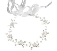 Copricapo da ragazza di fiori, elegante fascia di perle con nastro, accessorio per capelli da ragazza di fiori in argento per compleanno, festa, prima comunione, matrimonio|Fasce per capelli