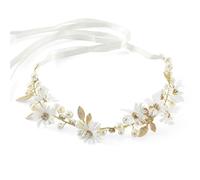 Copricapo da Sposa - 1 PCS Coroncina Comunione Bambina, Accessori per Capelli da Ragazza di Fiori con Perle di Strass Fascia per Capelli Regolabili Perfetto per Regalo, Festa, Nozze (Bianco)