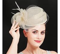 Copricapo da sposa, for cocktail, feste in chiesa, velo di piume, tè e altro ancora(Beige)