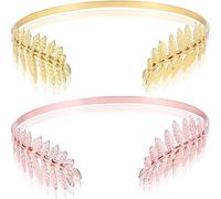 Copricapo da sposa in foglia d'oro - Corona delle dee regolabile con delicata foglia di metallo, elegante accessorio per capelli da donna, L, Metallo non prezioso, Senza Gemme
