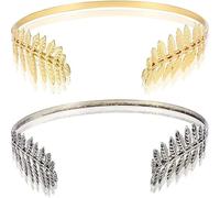 Copricapo da sposa in foglia d'oro - Corona delle dee regolabile con delicata foglia di metallo, elegante accessorio per capelli da donna, L, Metallo non prezioso, Senza Gemme
