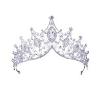 Copricapo Da Sposa Noble Dazzling Silver-Color Crystal Crown Rhinestone Tiara Donna Progettato For La Festa Di Nozze Adatta A Molte Occasioni