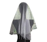 Copricapo da sposa permanente da cattedrale con delicata, White | Delicato tessuto velato con perline resina e gocce e grovigli resina Nappe facili per la