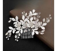 Copricapo da sposa, pettine con strass e perle, pettine rovesciato fatto a mano, ornamento per capelli con foto antica, pettine per capelli con piastra di cristallo, ornamento per capelli da donna,