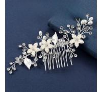 Copricapo da sposa, pettine con strass e perle, pettine rovesciato fatto a mano, ornamento per capelli con foto antica, pettine per capelli con piastra di cristallo, ornamento per capelli da donna,