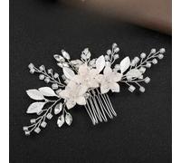 Copricapo da sposa, pettine con strass e perle, pettine rovesciato fatto a mano, ornamento per capelli con foto antica, pettine per capelli con piastra di cristallo, ornamento per capelli da donna,