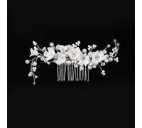 Copricapo da sposa, pettine con strass e perle, pettine rovesciato fatto a mano, ornamento per capelli con foto antica, pettine per capelli con piastra di cristallo, ornamento per capelli da donna,