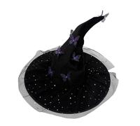 Copricapo da strega di Halloween con farfalle e rete a stella per feste di