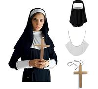 Copricapo Da Suora Per Costume Da Suora Per Ragazza O Donna. Accessori Per Costumi Di Halloween Da Suora. Terrore O Paura Del Cappello Da Suora. Velo Per Costume Da Suora Da Uomo.