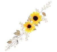 Copricapo di girasole, accessori per capelli di girasole per donne, copricapo di con perle, stoffa di seta, fascia per arredamento a zircone per matrimonio, festa, sera