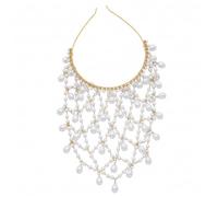 Copricapo di perle, catena con strass Art Déco Accessorio per capelli stile flapper anni '20 ruggenti per donne, feste, matrimoni vintage, dorato