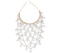 Copricapo di perle, catena con strass Art Déco - Accessorio per capelli stile flapper dei ruggenti anni '20 per donne, feste, matrimoni (Oro)