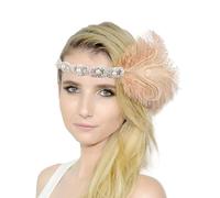 copricapo di piume da donna Accessori Per Cocktail Nozze Festa Decorazione Accessori Great Con Piume Per Donna Copricapo Anni 20 Fascia Donna (Rose Gold, One Size)