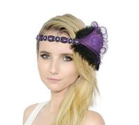 copricapo di piume da donna Accessori Per Cocktail Nozze Festa Decorazione Accessori Great Con Piume Per Donna Copricapo Anni 20 Fascia Donna (Purple, One Size)