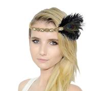 copricapo di piume da donna Accessori Per Cocktail Nozze Festa Decorazione Accessori Great Con Piume Per Donna Copricapo Anni 20 Fascia Donna (Gold, One Size)