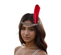 copricapo di piume da donna Accessori Per Cocktail Nozze Festa Decorazione Costume Accessori Per Donne Copricapo Anni 20 Fascia Donna (Red, One Size)