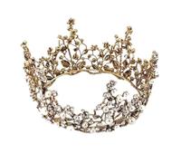 Copricapo di tiara in cristallo della corona di nozze d'oro per donne da sposa festa di compleanno (BA)