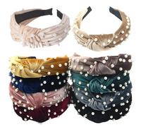 Copricapo elegante da donna, 10 pezzi, accessori per capelli annodati alla moda, per occasioni speciali, morbido e confortevole, 10 colori, fasce per capelli in velluto con perle, da indossare tutti i