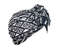 Copricapo etnico floreale copertura per capelli turbante copricapo turbante cappello da donna, Nero , Taglia unica