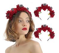 Copricapo gotico per Halloween con fiore di rosa e teschio ragno decorazione vampiro, corona da sposa e regina, copricapo per Halloween in maschera, accessorio per feste cosplay