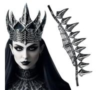 Copricapo gotico per Halloween, corona, regina corvo, per cosplay, colore nero, per feste horror, travestimenti da donna e ragazza, accessorio decorativo per feste e carnevale