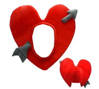 Copricapo in peluche a forma di cuore - Cappello in cotone composito di velluto dorato rosso, corona fantasia 17,72x15,75 pollici, caldo oggetto di scena per cosplay festival, copricapo per costumi co