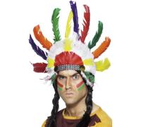 Copricapo Indiano Donna Uomo Wild West Indiano Nativo Brave Testa Pezzi Costume