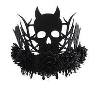 Copricapo nero con teschio mortale corona fascia per Halloween copricapo per donne ragazze strada