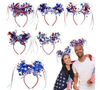 Copricapo patriottico, 4 luglio, 6 cerchietti per capelli rossi bianchi e blu | decorazioni per favori, design classico fasce patriottiche per la festa della mamma, il giorno del lavoro, il compleanno