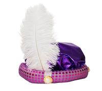 Copricapo per costume: turbante da uomo con piume, dettaglio di perle, involucro per la testa decorato con paillettes, elegante accessorio a tema mille e una notte, To