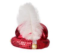 Copricapo per costume: turbante da uomo con piume, dettaglio di perle, involucro per la testa decorato con paillettes, elegante accessorio a tema mille e una notte, To