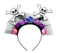 Copricapo per il giorno dei morti Halloween teschio fascia scheletro rosa fiore fascia corona floreale per donne ragazze giorno dei morti corona copricapo