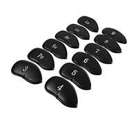 Copricapo per mazza da golf Copricapo in ferro da golf 12 pezzi in pelle PU Copricapo per mazza da golf nero Set di protezioni per copricapo in ferro