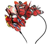Copricapo Piumato di Fiori Artificiali 1920 Cerchietto Piume Nero Copricapo Piume per Donna Retrò Accessori per Capelliper Cocktail Carnevale Nozze Festa del Tè Decorazione (Red, One Size)