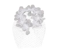Copricapo regolabile nero con velo con perle elastiche per la sposa vintage matrimonio multiuso in tulle accessorio per la copertura del viso