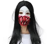 Copricapo spaventoso donna capelli lunghi spaventoso donna copricapo Halloween festa cosplay costume raccapricciante copricapo testa horror puntello raccapricciante partito cosplay costume copricapo