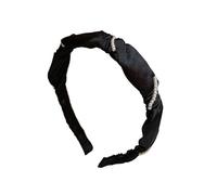 Copricapo Temperamento delicato Tessuto di raso Avvolgere Perla Fuori Semplice Comodo Fermaglio for capelli Fascia for capelli(black)