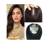 Copricapo, Topper for capelli for donne, capelli umani Remy, senza frangia, pezzi di capelli lisci, doppio nodo, 12x14 cm, base in seta, toppers for capelli, posticci, aggiunge volume ai capelli ,per