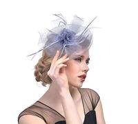 Copricapo vintage con piume, cappelli da sposa, fermaglio for capelli donna, cappello cena, cocktail, tè(Grey)