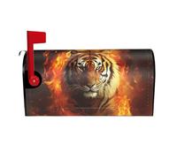 Copricassetta postale con tigre in fiamme, avvolgente magnetico, copricassetta postale, decorazione per la casa, giardino, 21x18 pollici