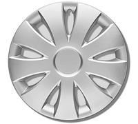 Copricerchi argento da 16 pollici, set da 4 copricerchi Aura, per la maggior parte delle marche di auto e cerchioni in acciaio, tappi decorativi in nero o argento