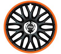 Copricerchi Coprimozzi J-Tec Orden R 14-Zoll Nero/Arancione + Cromo Anello Serie