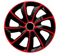 Copricerchi da 15 pollici set universale 4 pezzi ABS nero rosso HQ resistente