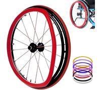 Copricerchi di spinta for sedia a rotelle, anello di spinta in silicone da 24 pollici for sedie a rotelle sportive, rinforzo della presa resistente all'usura, facile da pulire, antiscivolo.(Red)
