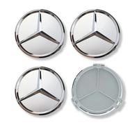 Copricerchi in lega Mercedes Hub 3D Cromato Argento 75mm Set 4
