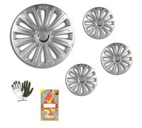 COPRICERCHI PER AUTO CON CERCHIO DA 15 POLLICI PER PNEUMATICO 165/65 R15 CC971 KIT COPPE RUOTE COPRICERCHIO SILVER GRIGIO ARGENTO 1 SET DI 4 PEZZI CON MATERIALE ABS VERNICIATURA AD ACQUA