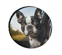 Copricerchi per pneumatici con cucciolo di cane Boston Terrier, impermeabile, anti UV, 61 cm, per asse singolo, per camper, camion, SUV, rimorchio, universale, per tutte le stagioni
