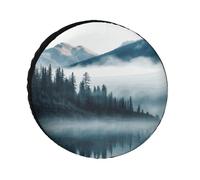 Copricerchi per pneumatici con paesaggio con montagne nebbiose, impermeabili, anti UV, da 26 pollici, per camper, camion, SUV, rimorchio, universale, per tutte le stagioni