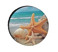 Copricerchi per pneumatici da spiaggia con stelle marine e conchiglie impermeabili anti UV, 28 pollici, per camper, camion, SUV, rimorchio, universale, per tutte le stagioni