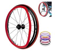 Copricerchi Per Sedia A Rotelle, Copertura for sedia a rotelle sportiva con ruota posteriore da 24 pollici, coperture for cerchioni di spinta for sedia a rotelle antiscivolo in silicone(Red,24inch)